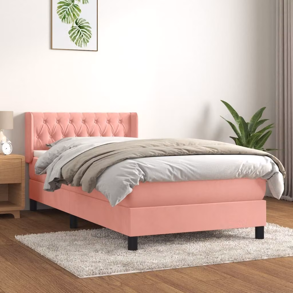 Maison Exclusive - Giroletto a Molle con Materasso Rosa 100x200 cm in Velluto