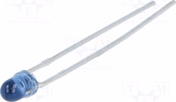5 LED infrarossi, angolo di emissione 30°, potenza 3,6 mW, lunghezza d'onda 940 nm, trasparenti, blu, con montaggio a foro passante (THT), modello L-934F3BT