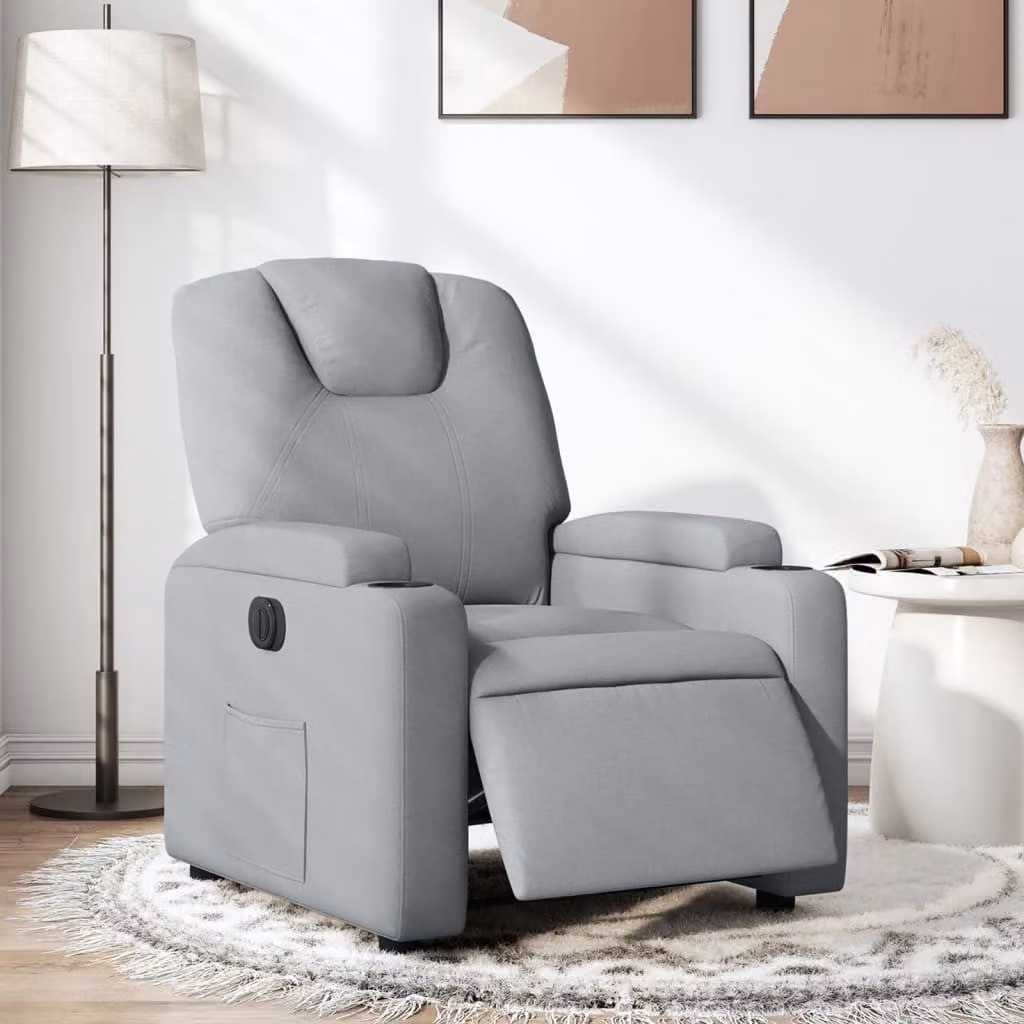 vidaXL Poltrona Elettrica Reclinabile Grigio in Tessuto con Braccioli – 1