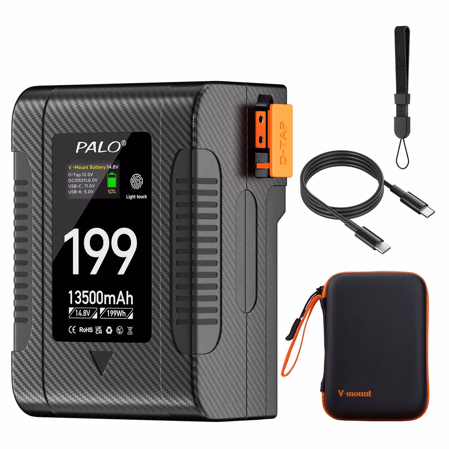 Batteria con montaggio a V, opzioni ad alta capacità, interfaccia touchscreen , BP-199W-CBP-199W-C
