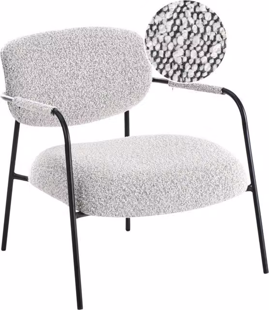 Poltrona Beliani in stile Mid-Century con struttura in metallo e imbottitura in schiuma, colore bianco e nero