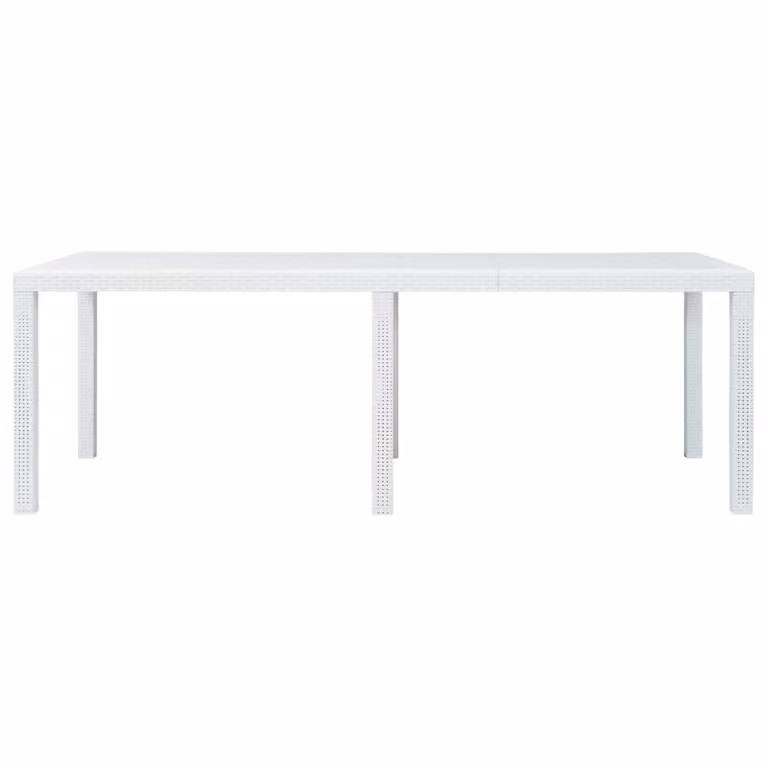 Tavolo da Giardino Bianco 220x90x72 cm in Plastica Stile Rattan