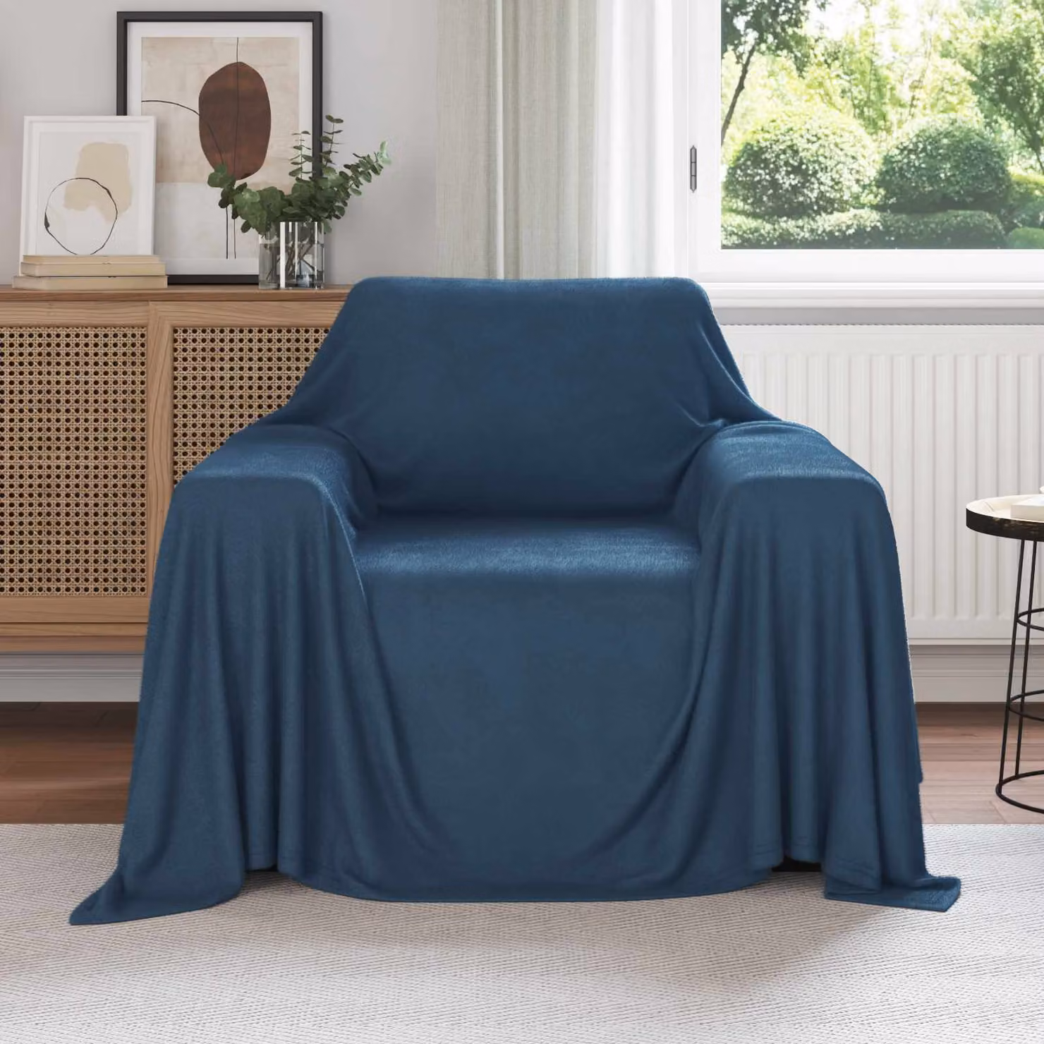 Set di 6 coperte in pile vidaXL blu navy, morbide e facili da curare, L 210 cm x P 140 cm
