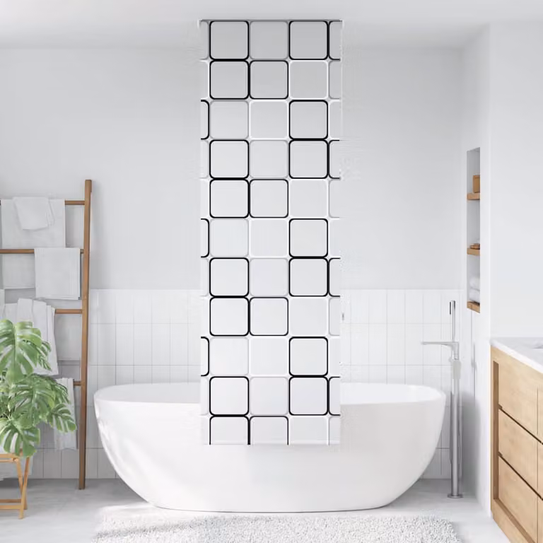 Tenda a rullo per doccia vidaXL con decorazione grafica, bianca e multicolore, L: 60 cm, H: 240 cm