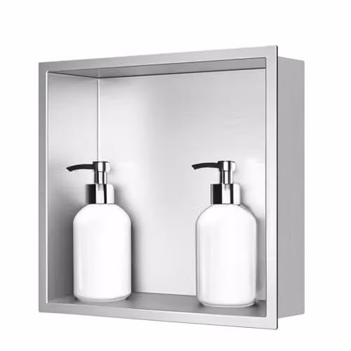 sunrik Nicchia Doccia Incasso Colore nichel 30x30Cm, Acciaio Inox, Mensole
