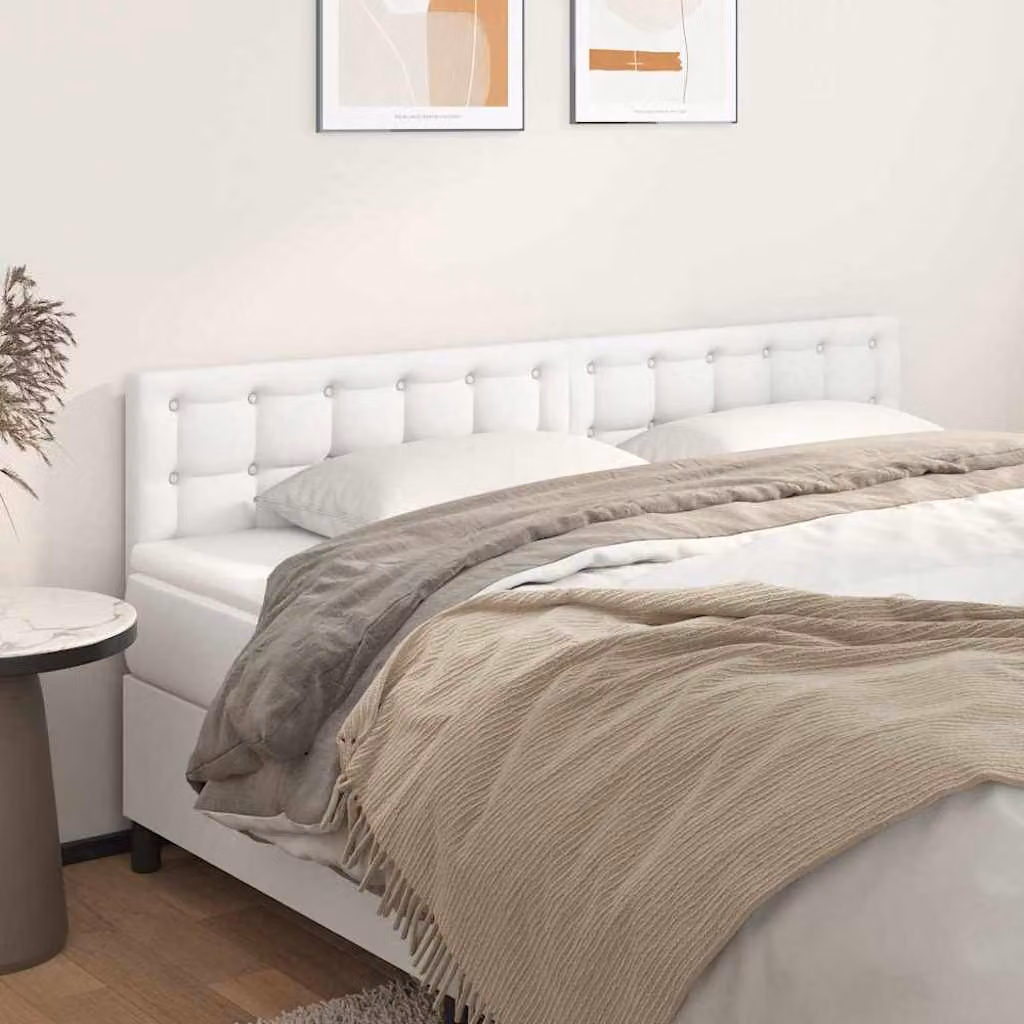 Testiera per letto vidaXL in similpelle bianca con pannello imbottito, L: 180 cm, P: 5 cm, H: 78-88 cm