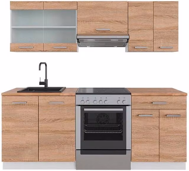 Cucina componibile R-Line Sonoma/Bianco 200 cm, PL Rovere Vicco