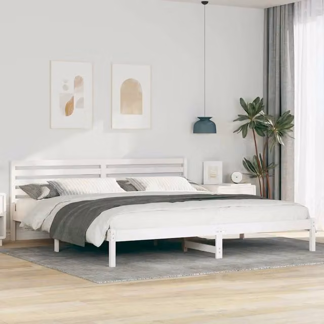 Struttura del letto Bianco 180 x 220 cm Pino massello 872339