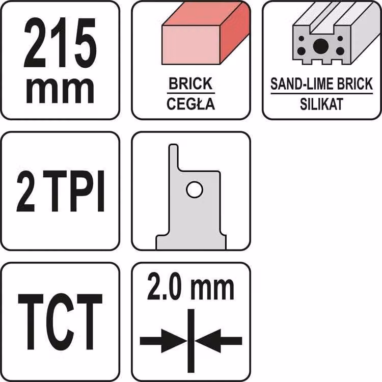 Lama per sega a nastro, adatta per materiali silicatici e per il sistema Porotherm, dimensioni 215 mm