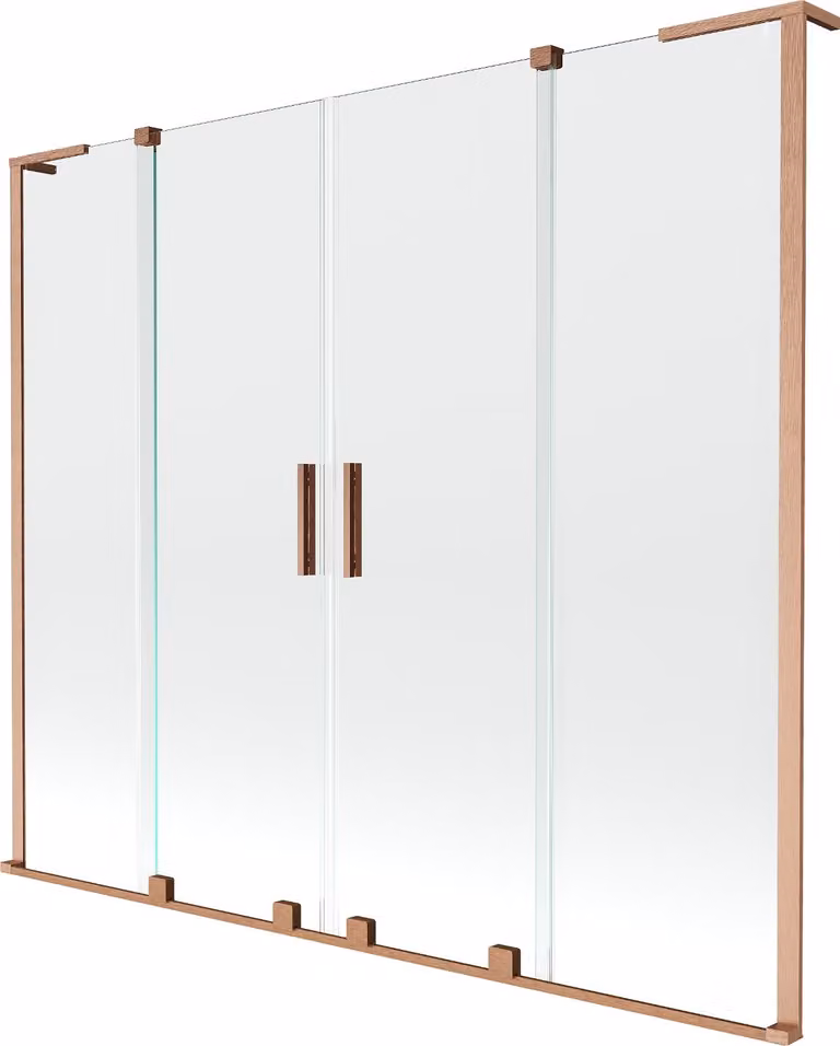 Mexen Velar L Duo parete doccia a 2 ante scorrevoli 200 x 150 cm, trasparente, rame spazzolato - 896-200-003-02-65