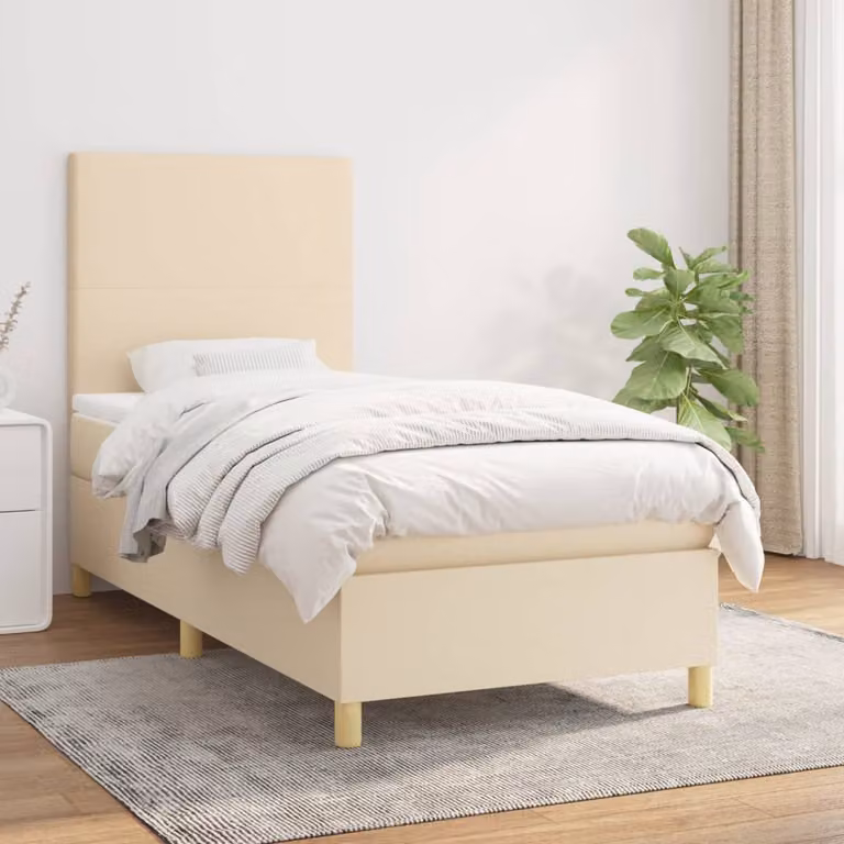 vidaXL Letto Ibrido con Giroletto a Molle e Materasso a Tasche, Colore Beige e Bianco, L/P/H: 80 x 200 cm