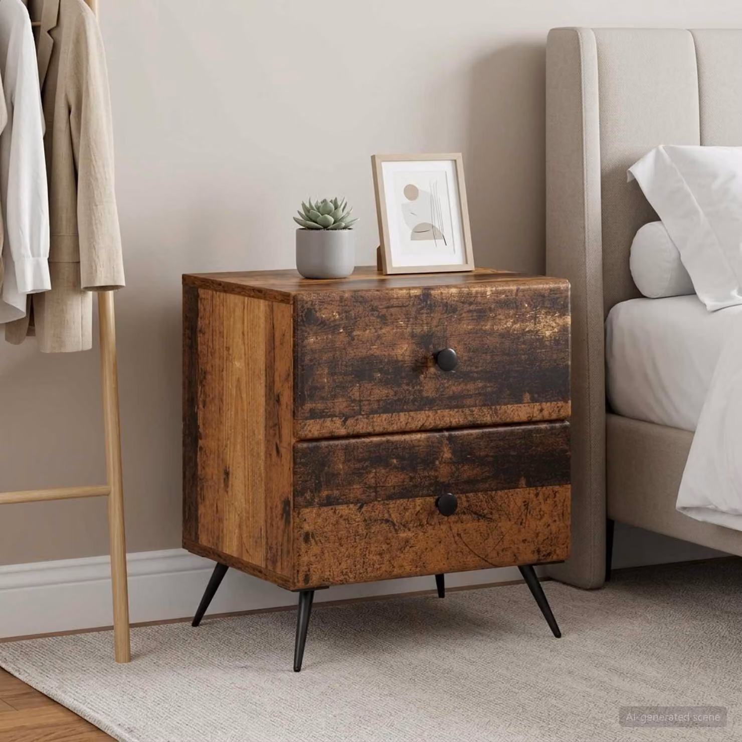 Set di 2 Armadi da Notte vidaXL in Legno Antico Marrone L: 43 cm, P: 34,5 cm, H: 47,5 cm
