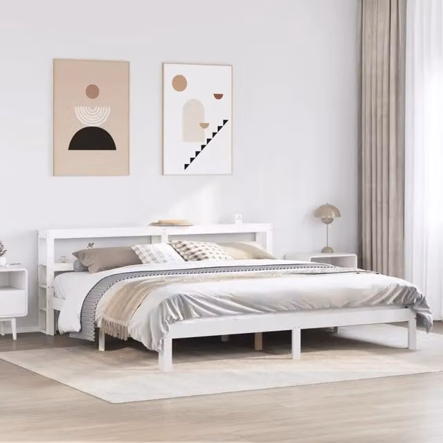 Giroletto con Testiera senza Materasso Bianco 200x200 cm 3306056