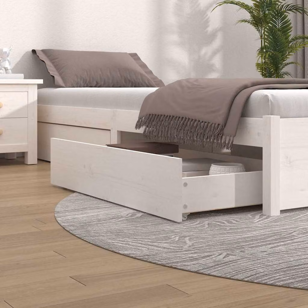 Set di 4 cassettoni da letto vidaXL in legno massello di pino bianco
