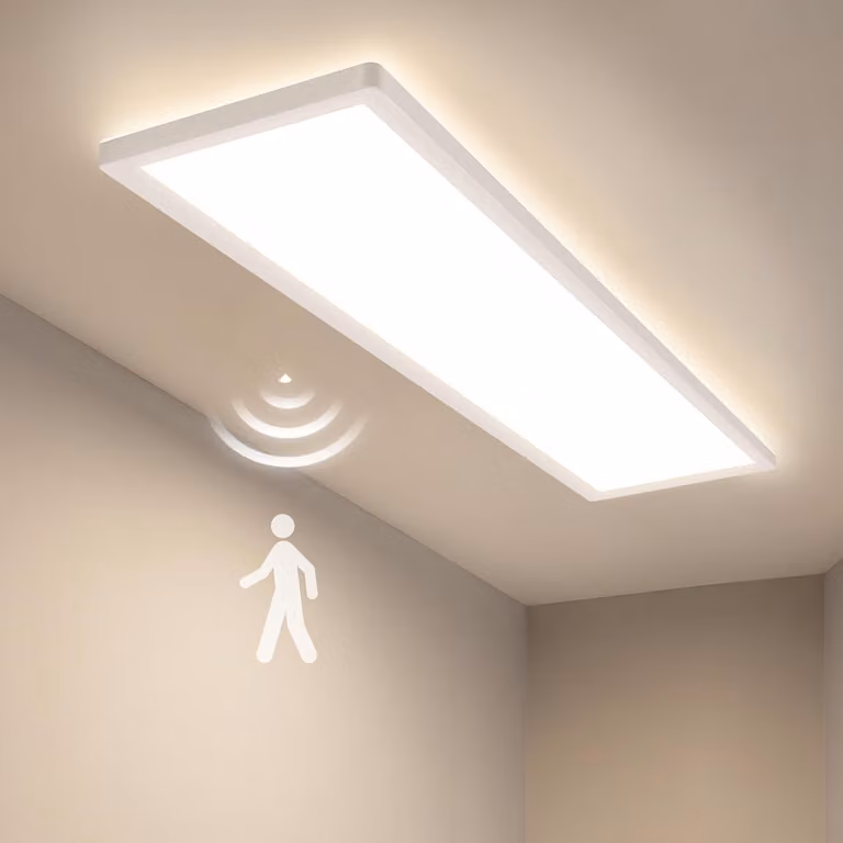 ZMH Lampada da soffitto a LED con sensore di movimento, ideale per interni, 24W, 4000K, dimensioni 100x25cm, angolo di rilevamento 165°, sensore con portata di 5 metri e tempo di rilevamento di 36 secondi, adatta per corridoi, balconi e cantine