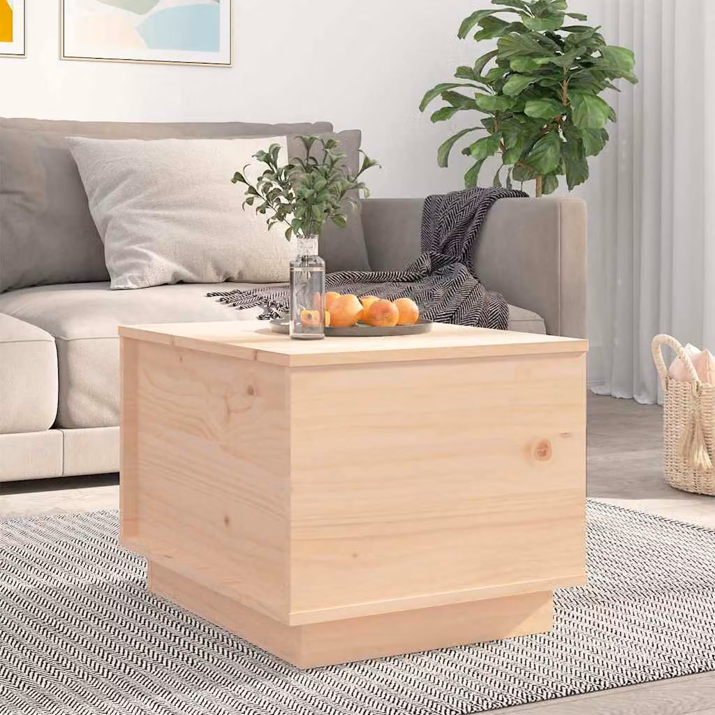 vidaXL Tavolino da Salotto Rettangolare in Legno di Pino Rustico, Colore Marrone e Beige, L: 50 cm, P: 40 cm, H: 35 cm