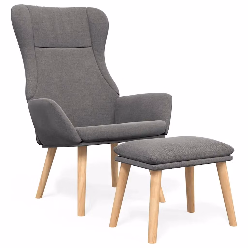 Poltrona Relax con Poggiapiedi Grigio Chiaro in Tessuto e Struttura in Metallo e Legno – 2