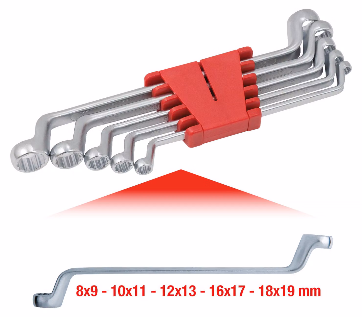 KS TOOLS Set di chiavi a doppio anello a gomito 5 pz. 8-19 mm - 517.0295