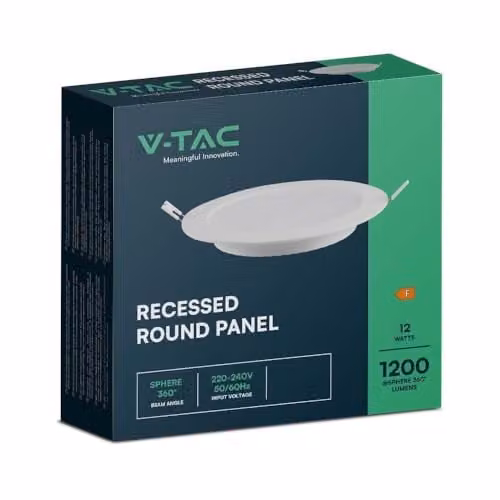 V-TAC Mini Pannello LED 12W Montaggio ad Incasso Rotondo 6500K