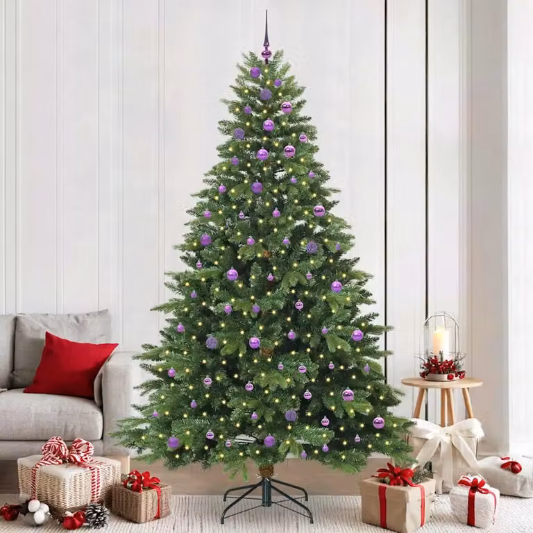 Albero di Natale artificiale moderno vidaXL verde con 300 LED luce bianca calda in PE e PVC