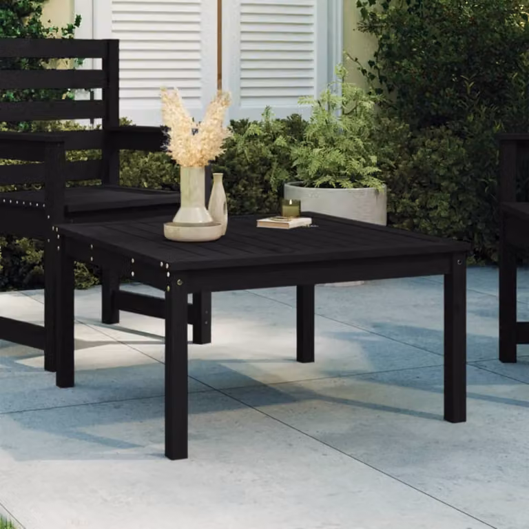 vidaXL Tavolo da Giardino Quadrato in Legno di Pino Nero L: 82,5 cm, P: 82,5 cm, H: 45 cm