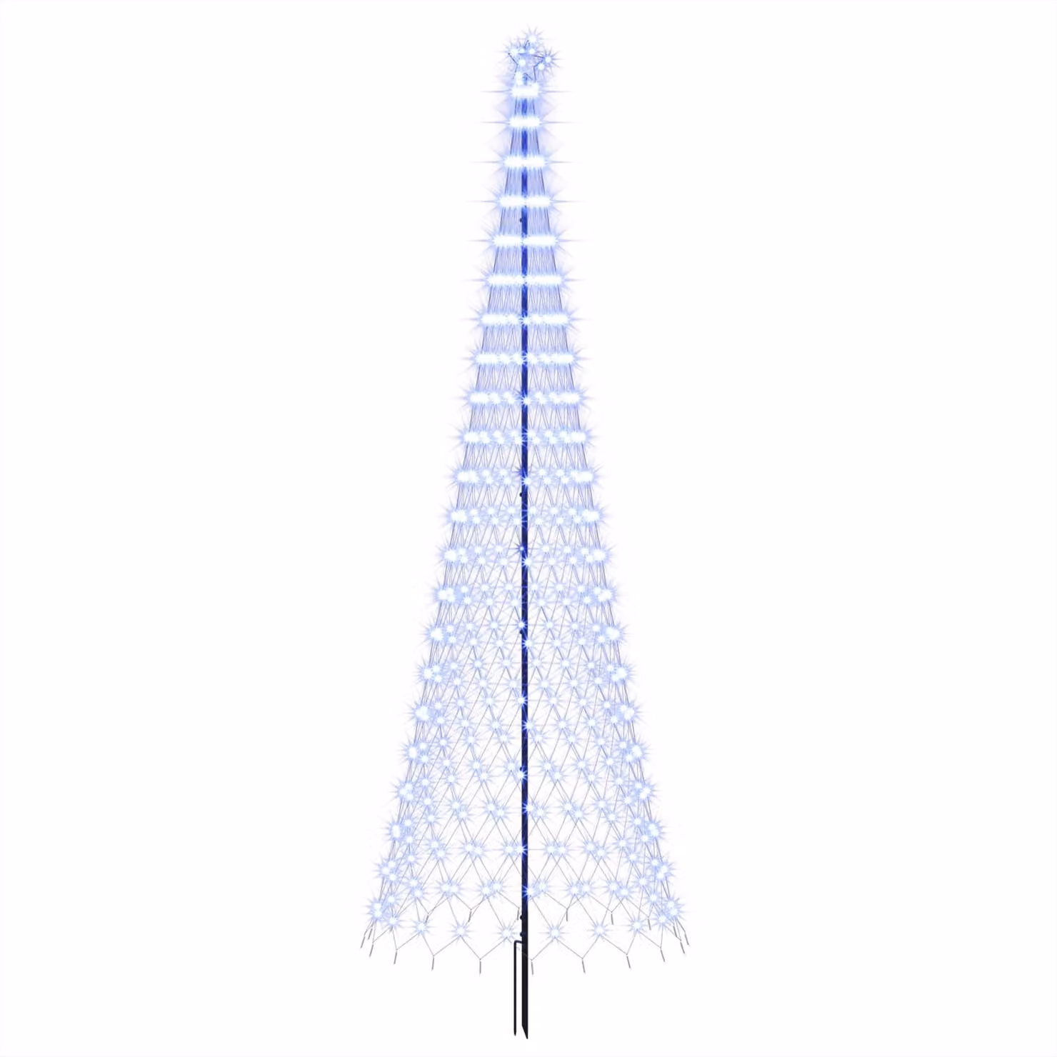 Albero di Natale a LED, 400 cm, 450 LED, colore blu, struttura in ferro, colore nero