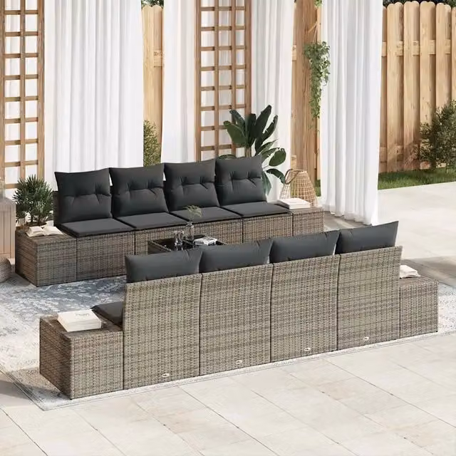 Set Divano da Giardino 7 pz Grigio polyrattan 3346989
