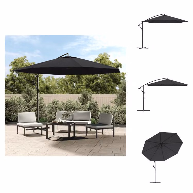 vidaXL Ombrello Ampel con palo in alluminio 350 cm nero - Ombrelloni e tende da sole