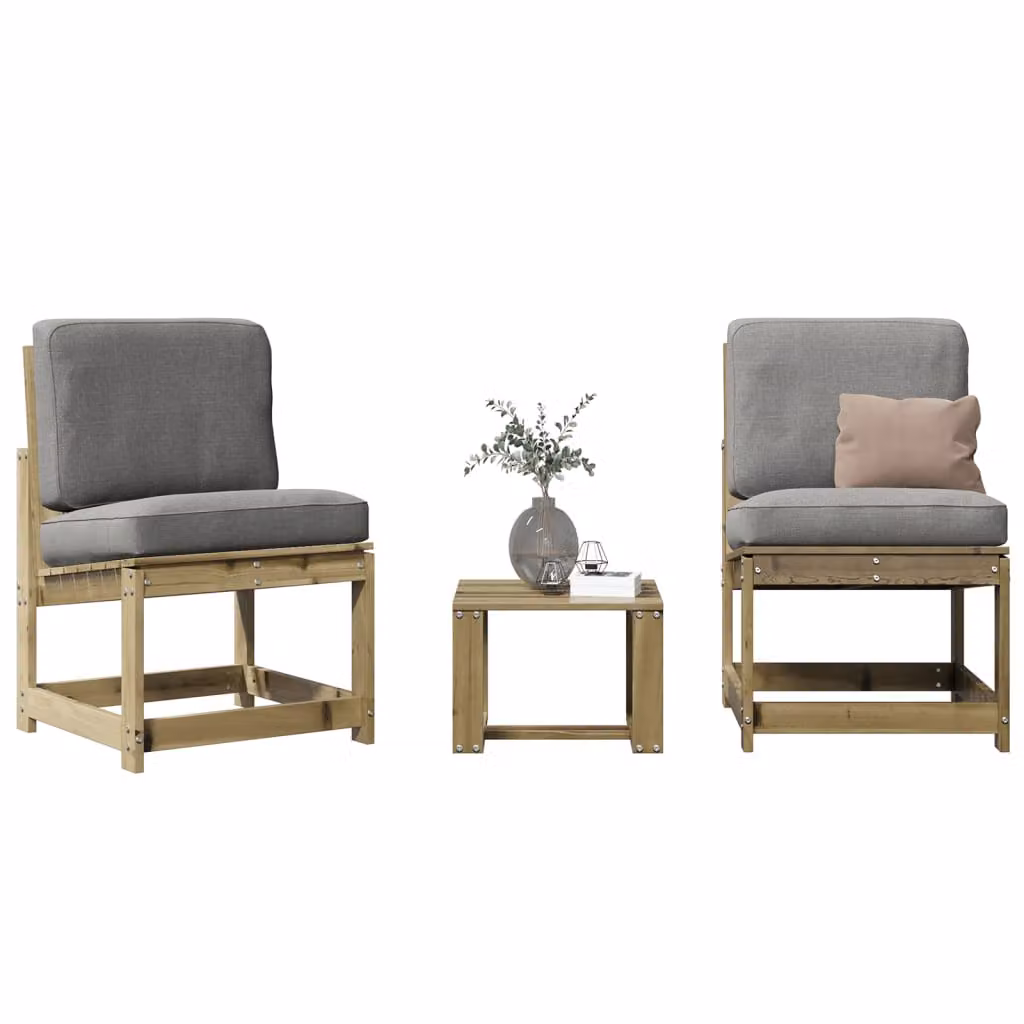 Set Salotto da Giardino vidaXL in Legno di Pino Rustico, 3 Pezzi, Marrone/Grigio