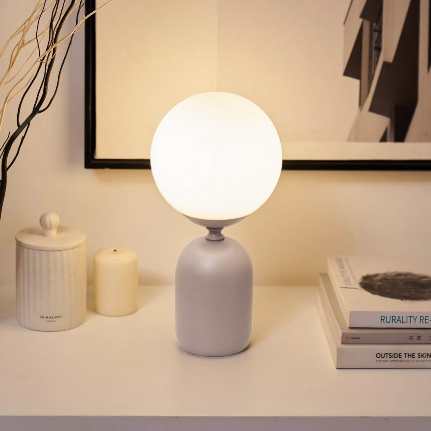 Pauleen Lampada da tavolo GLOWING CHARM, Alluminio / Grigio / Zincato, Soggiorno / Sala da pranzo, Vetro, Giovanile, Lampada da tavolo