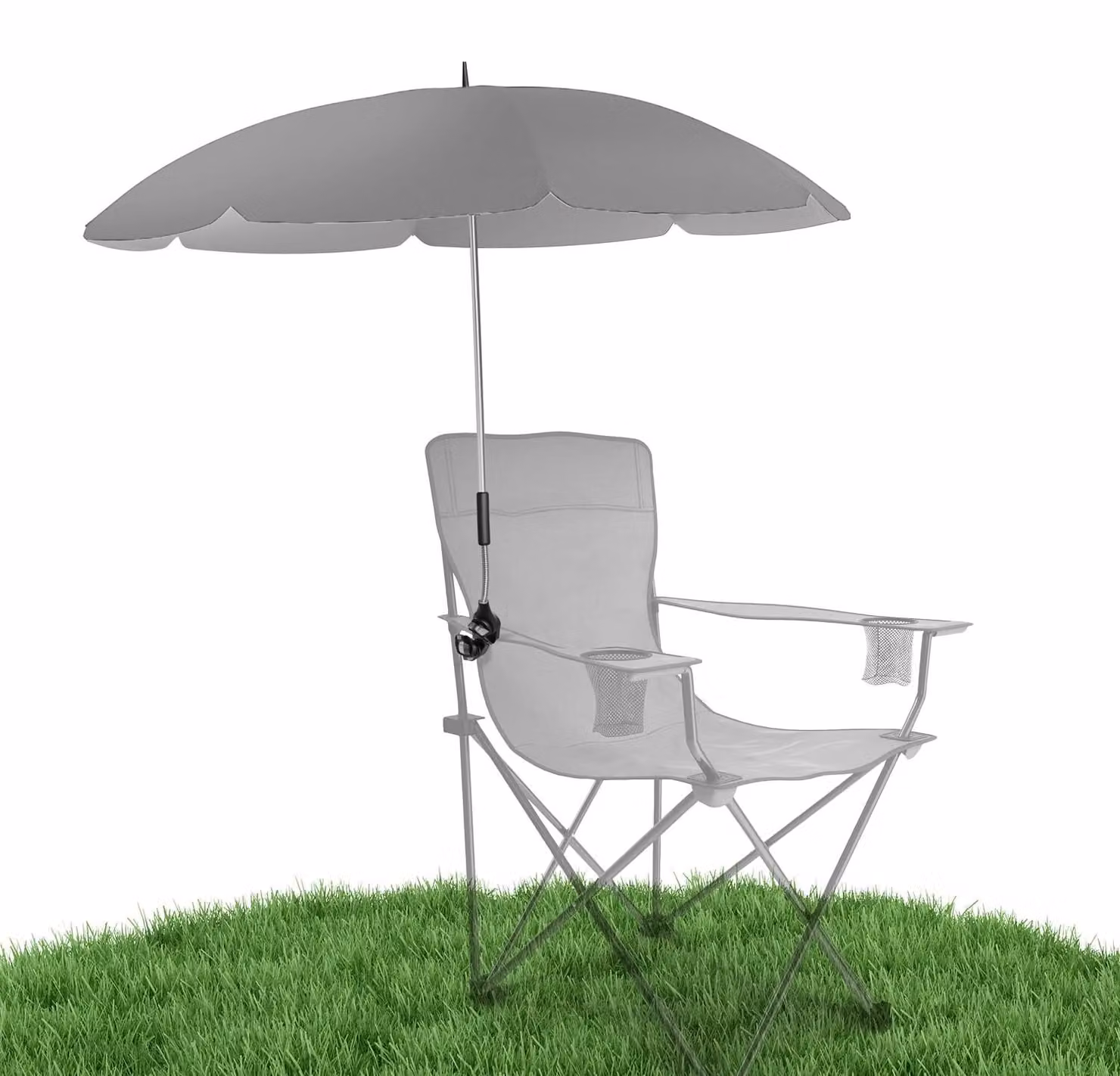 Ombrellone da sedia con protezione UV 50+, diametro 120 cm, colore grigio, ideale per il campeggio