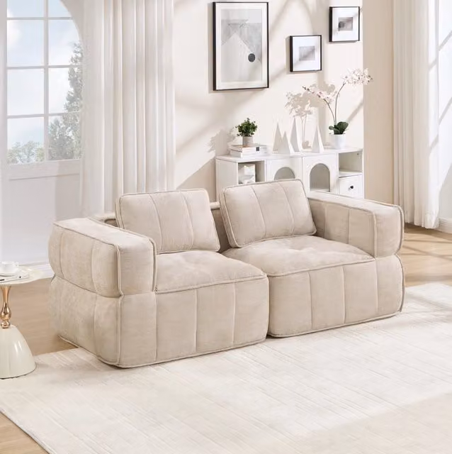 Divano modulare senza struttura in poliestere Beige 198x93x67 cm