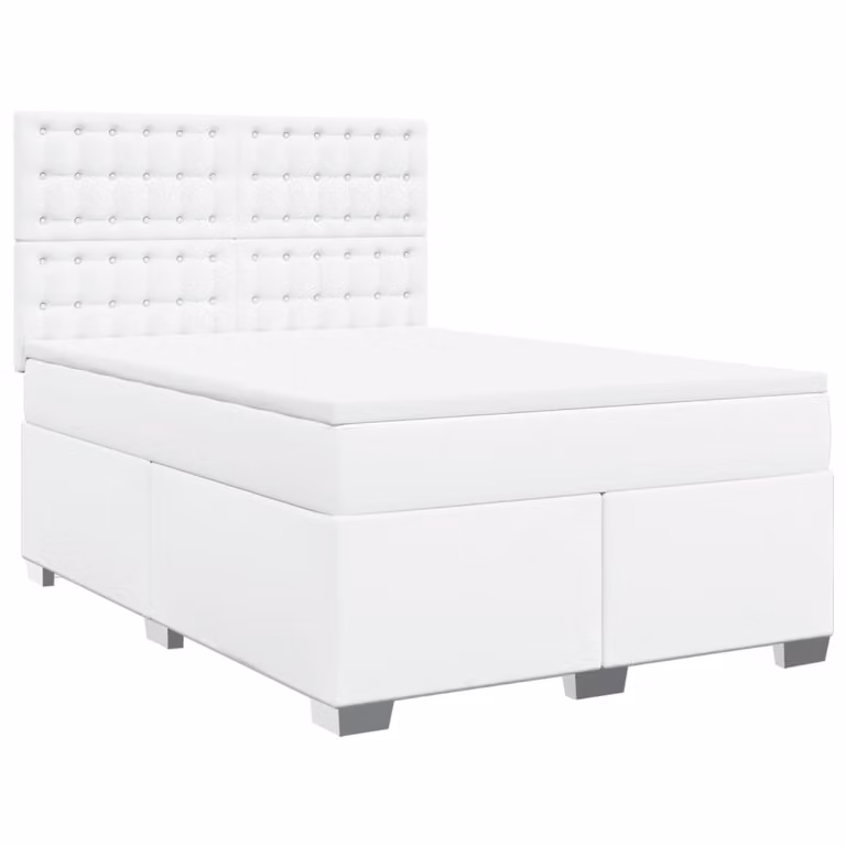 Giroletto a Molle con Materasso Bianco 140x200 cm in Pelle finta