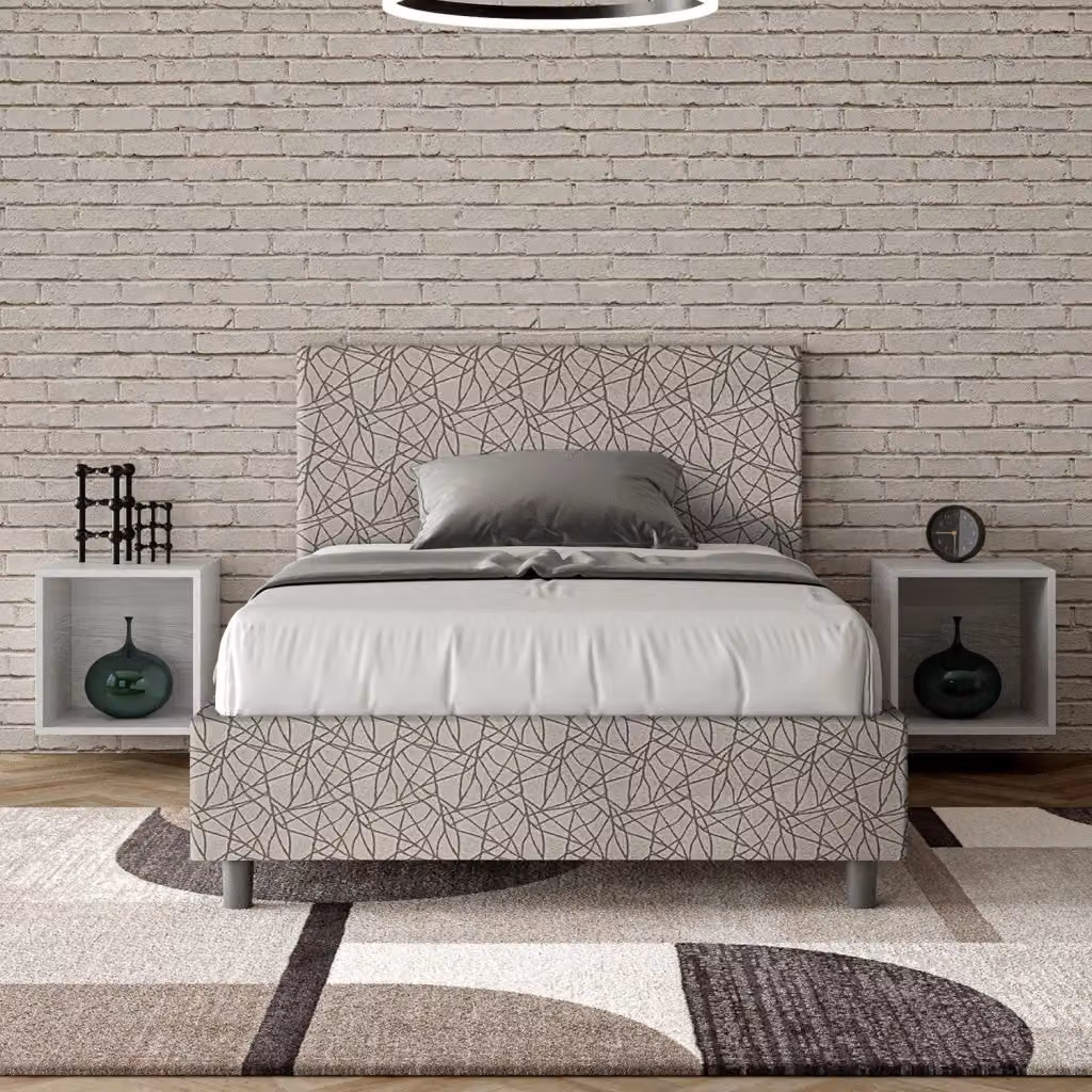 Letto 1 Piazza e Mezzo Giordanoshop con Rete Adele Era 02 Grigio L/P/H: 120 x 200 cm – 2