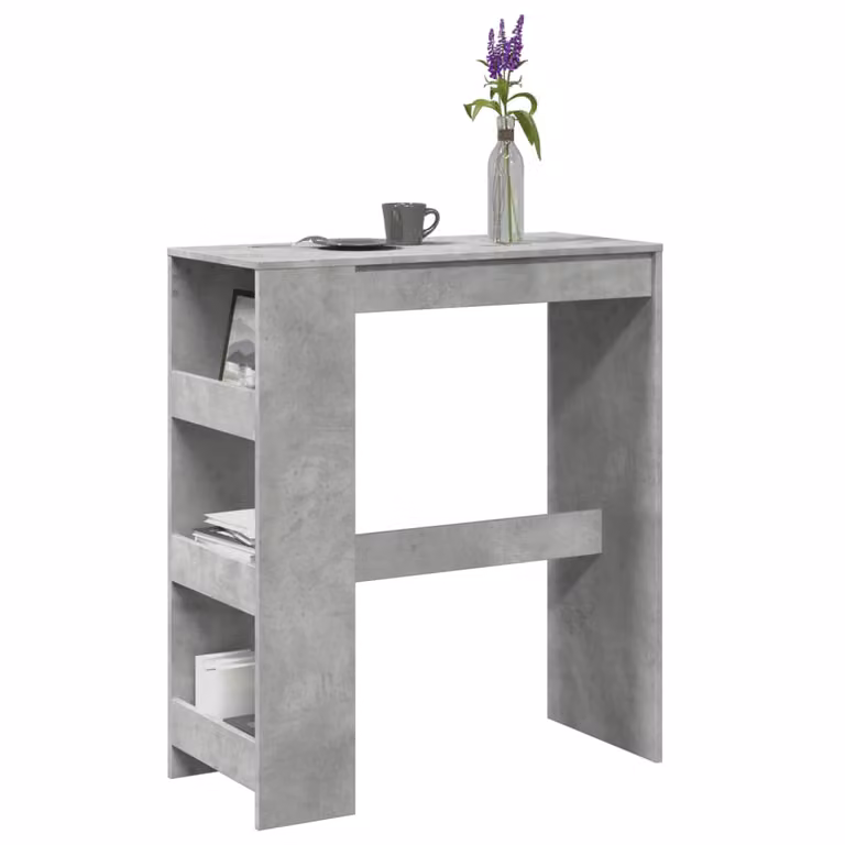 vidaXL Tavolo Bar con Rastrelliera Grigio L: 90 cm, P: 40 cm, H: 103,5 cm in Multistrato