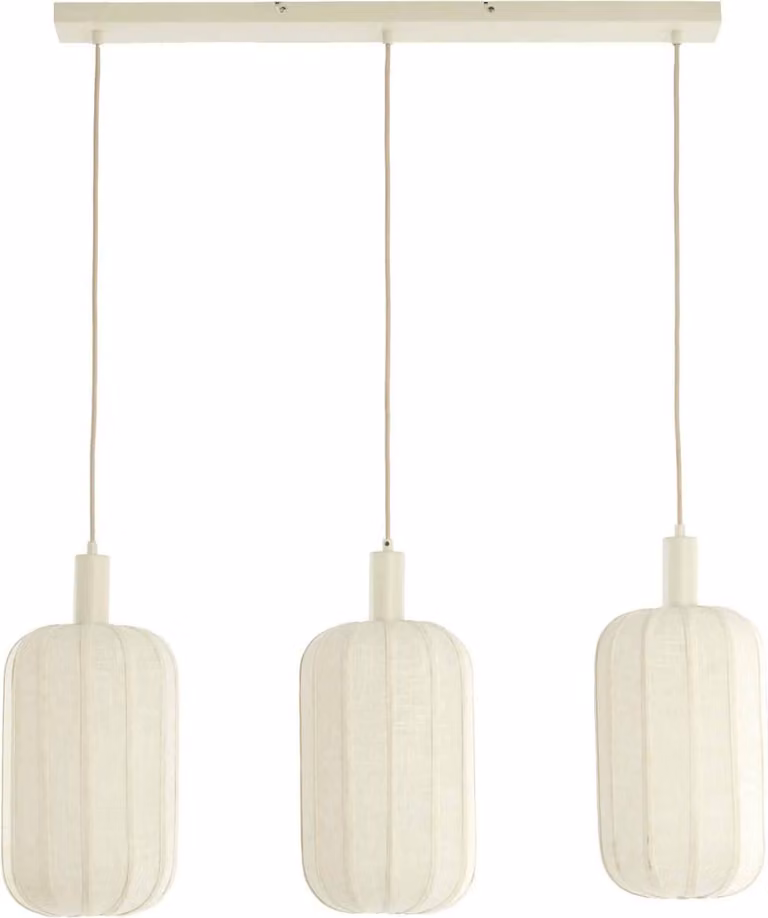 Lampada a sospensione - beige crema - TUFIA - tessile - grande lampada da tavolo da pranzo - E27 - 2992443 - Light & Living