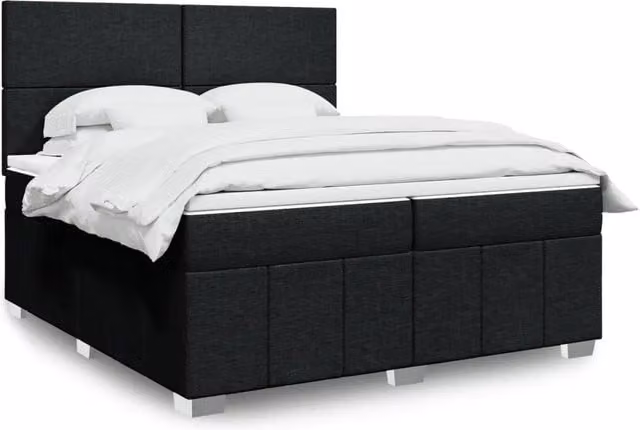 Letto Ibrido vidaXL con Materasso a Molle e Schiuma, Colore Nero e Bianco, L/P: 200 x 200 cm