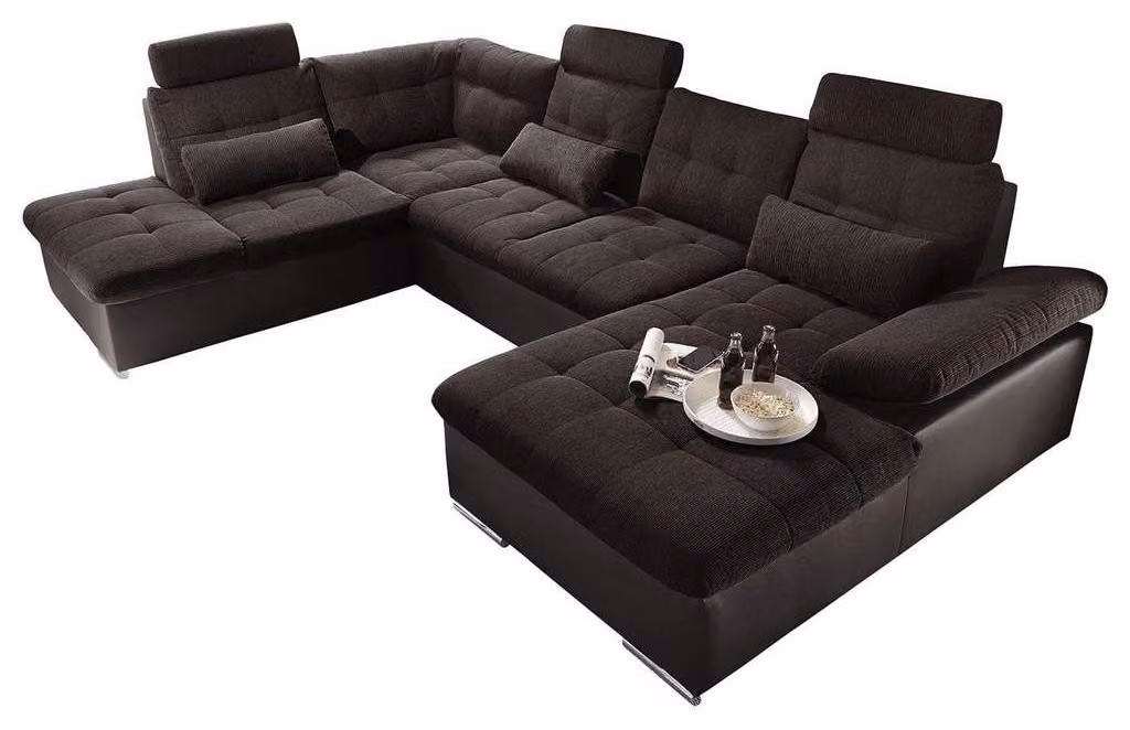 Wohnlandschaft Multifunktion Couch Ecksofa U-Form Bettfunktion Schlaf Sofa