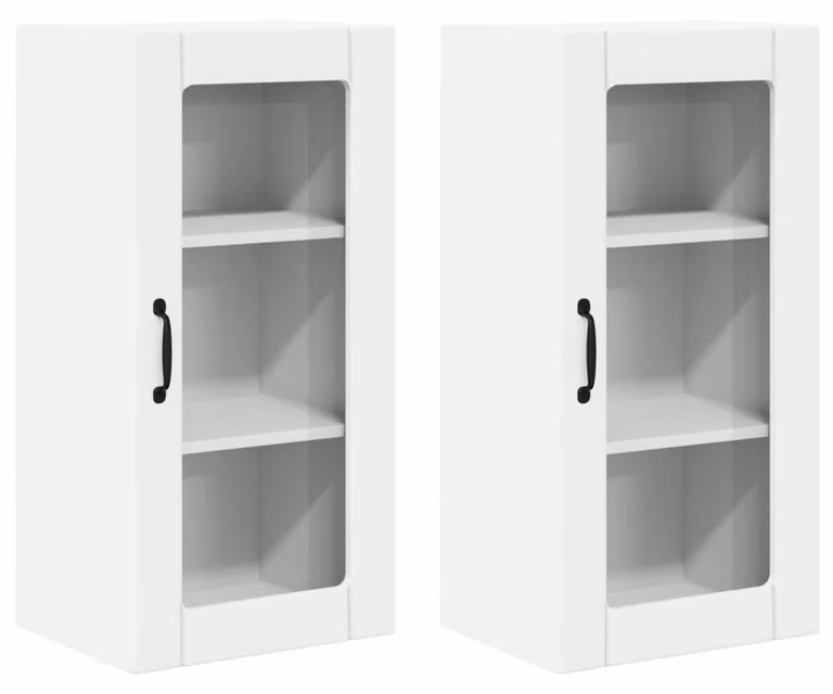 Mobile in vetro da parete PORTO 2 pcs Bianco 40 x 31 x 80 cm