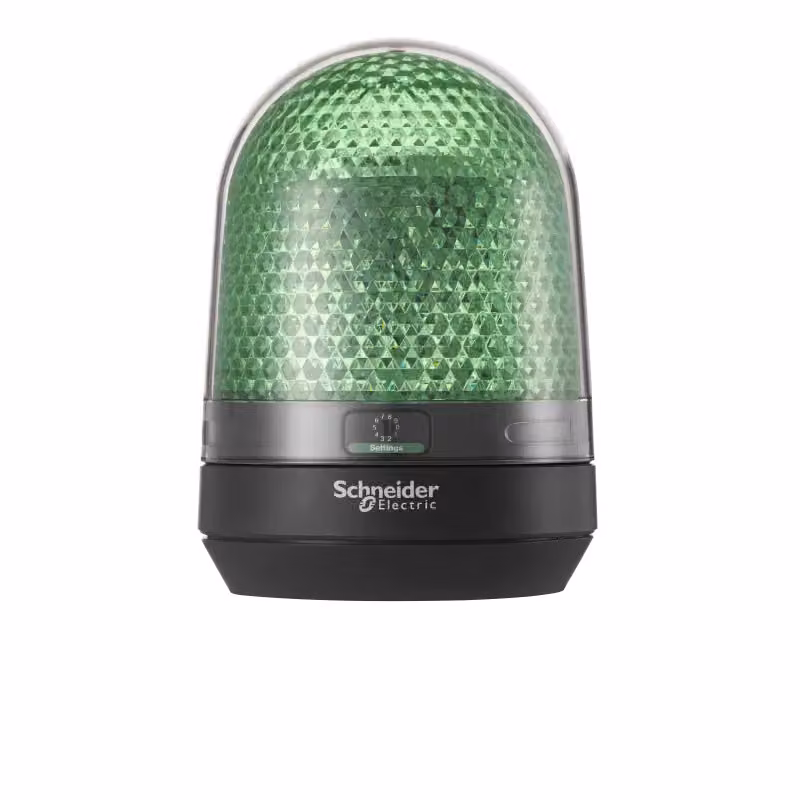Lampada a specchio rotante Schneider Electric, Harmony XVR, 100 mm, verde, LED integrati, senza cicalino, 100-230 V CA XVR3M03