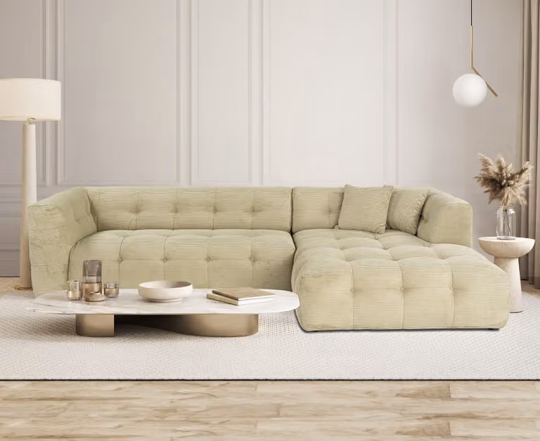 Hanah Home, Cady Corner Right - Green, divano ad angolo, LEGNO DI FAGGIO / PANNELLI DI PARTICELLE, verde, 300 x 150 x 100 x 72 cm