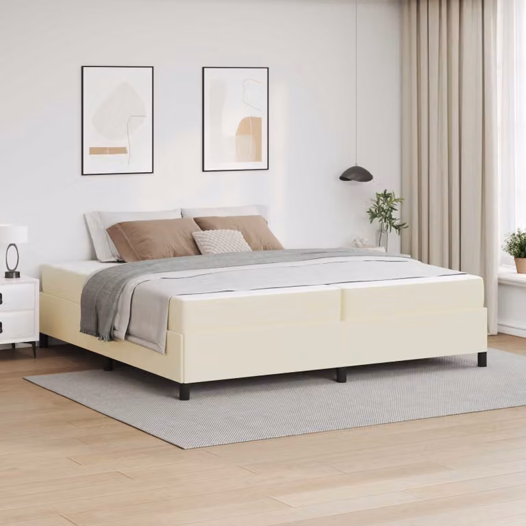 Struttura del letto con materasso vidaXL in tessuto beige L 200 x P 200 x H 203 cm