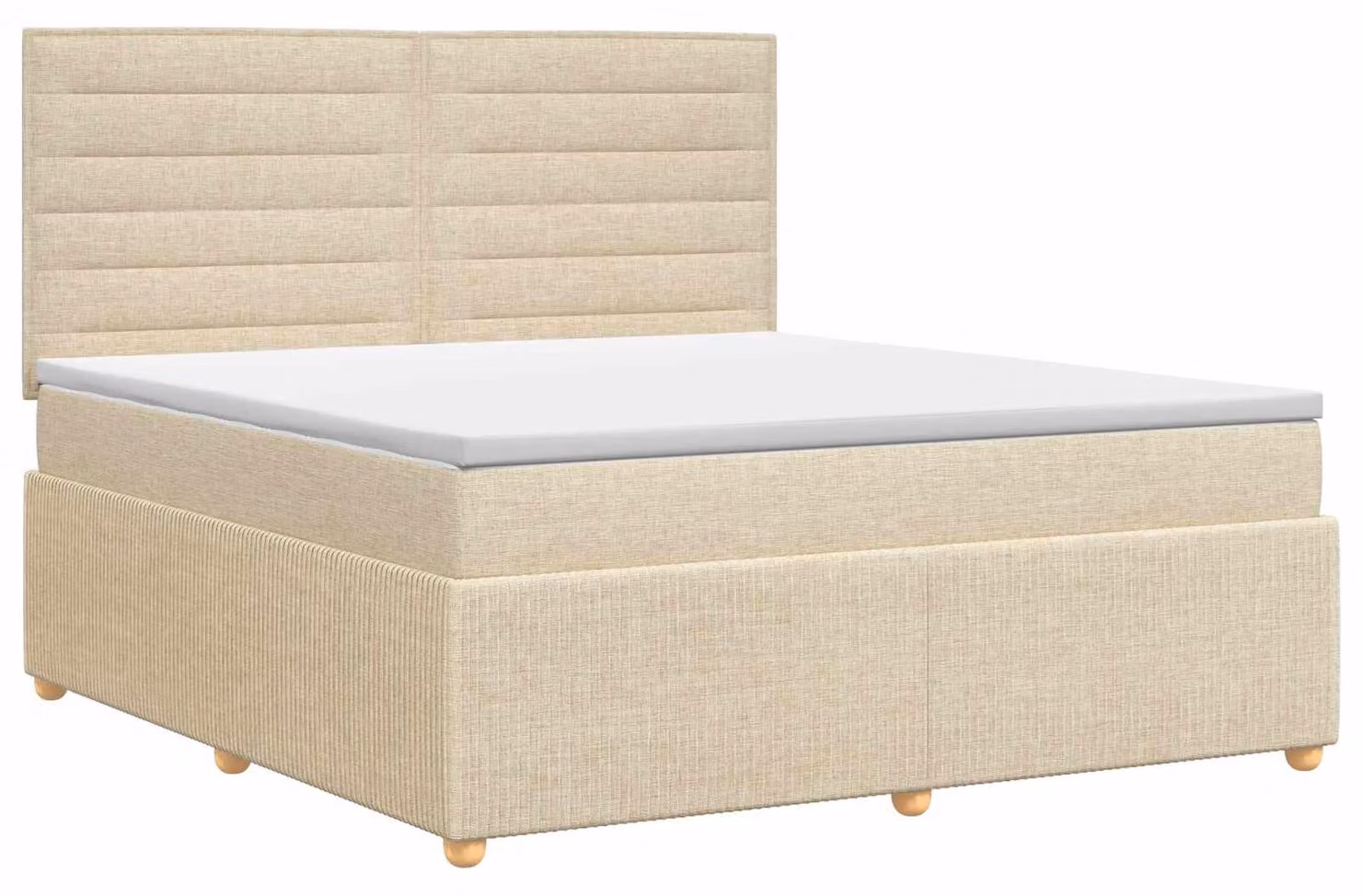 Letto a molle con materasso crema 140 x 200 cm in tessuto