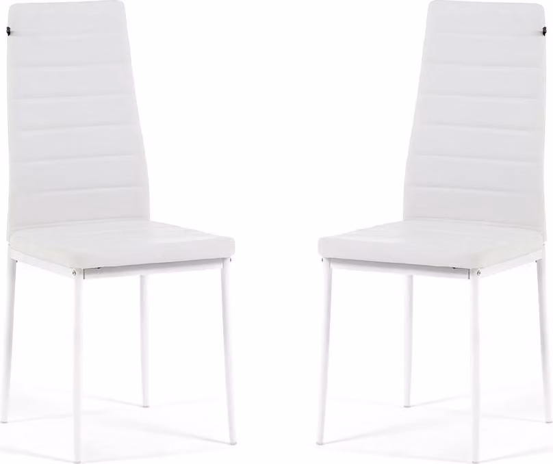 set di 2 sedie in ecopelle trapuntata con schienale alto e gambe in metallo - eleganti, comode e facili da pulire, ideali per cucine moderne,da pranzo, soggiorni o ristoranti - LIDIA - Bianco