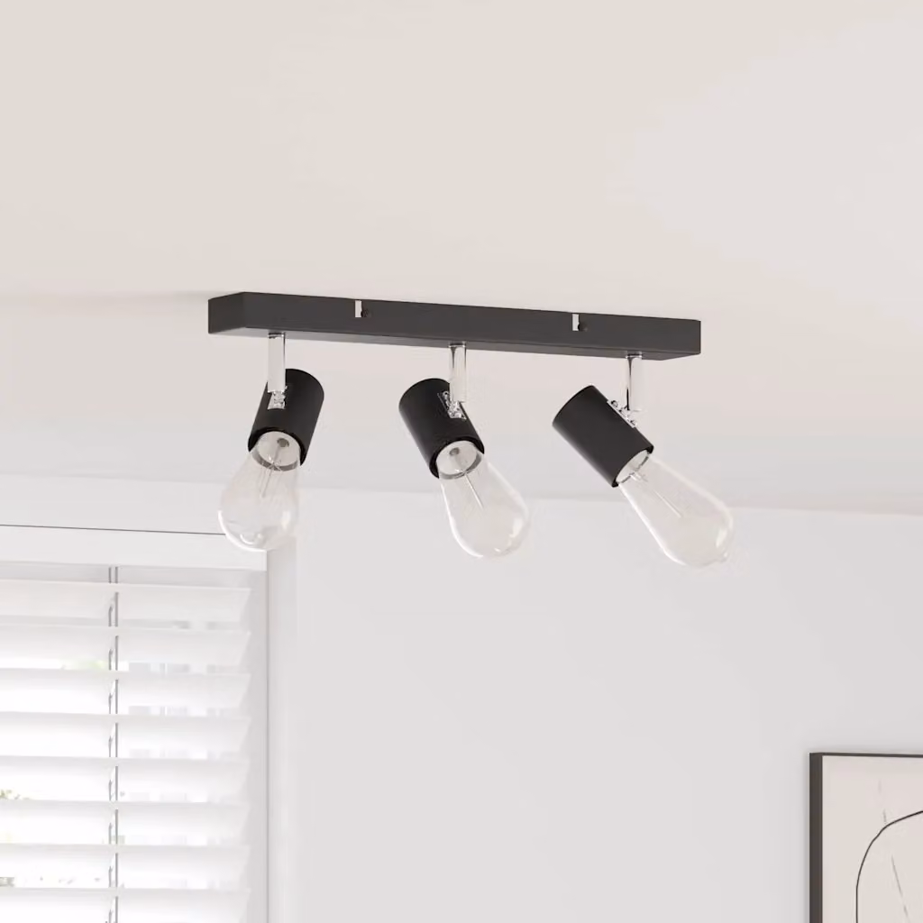 Faretto da soffitto regolabile vidaXL in metallo nero L 38 cm, P 6,5 cm, H 11,5 cm
