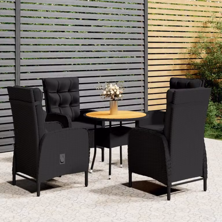 Maison Exclusive - Set da giardino in stile bistrot, 5 pezzi, in rattan sintetico nero