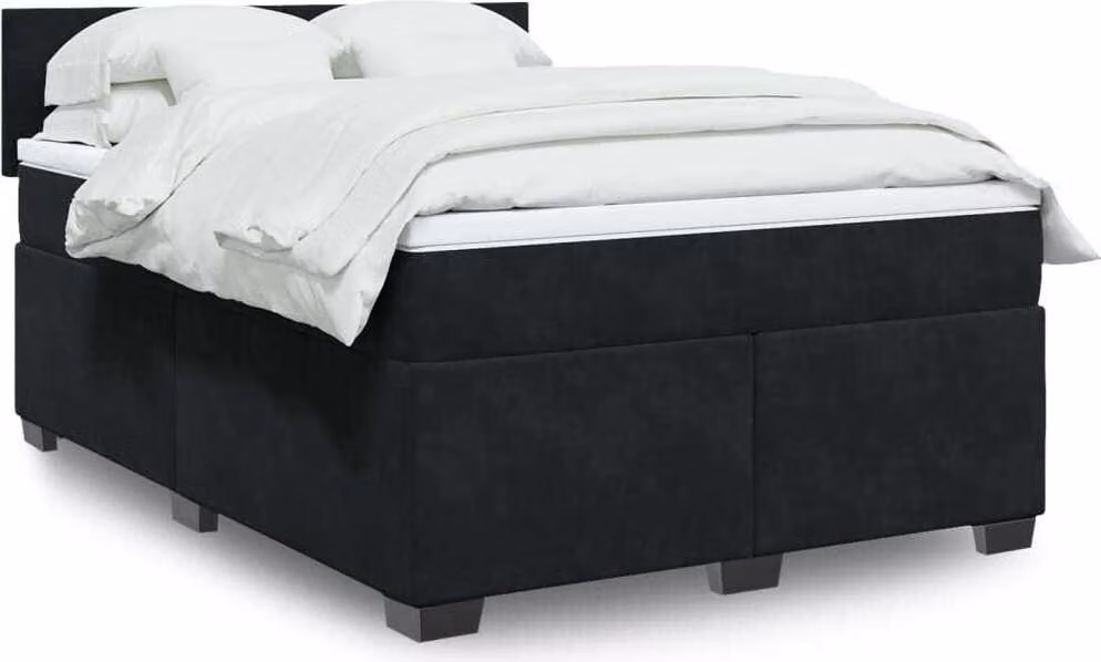 Maison Exclusive - Giroletto a Molle con Materasso Nero 160x200 cm in Velluto