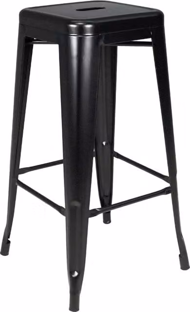 Set di 2 sgabelli da bar e cucina Samira in metallo nero stile industriale impilabili