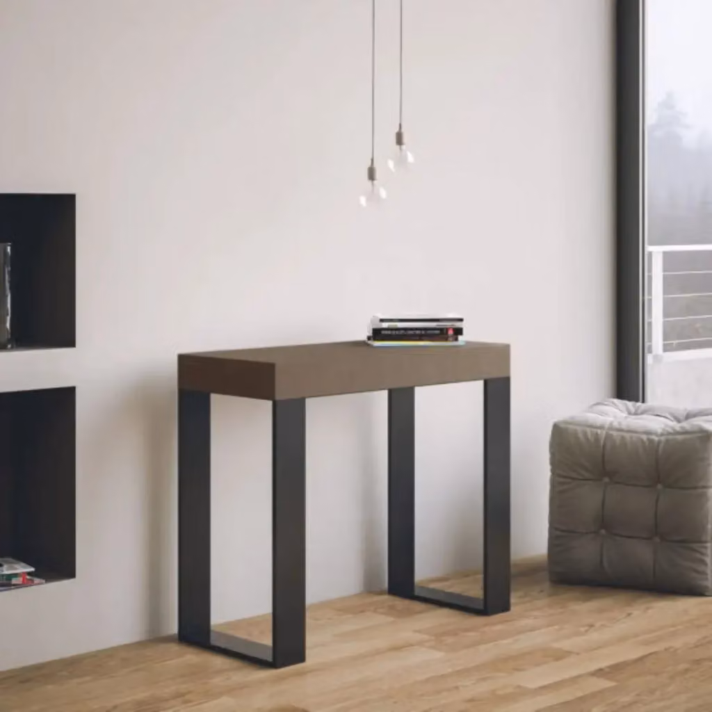 Consolle allungabile Itamoby moderna in laminato opaco, colore tortora e gambe antracite, L/P/H: 90 x 40 x 77 cm (estendibile fino a 300 cm) – 2