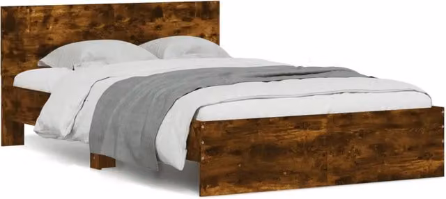 Letto matrimoniale con testiera in rovere fumo marrone DESIGN IN L: 140 cm, P: 193 cm, H: 70 cm